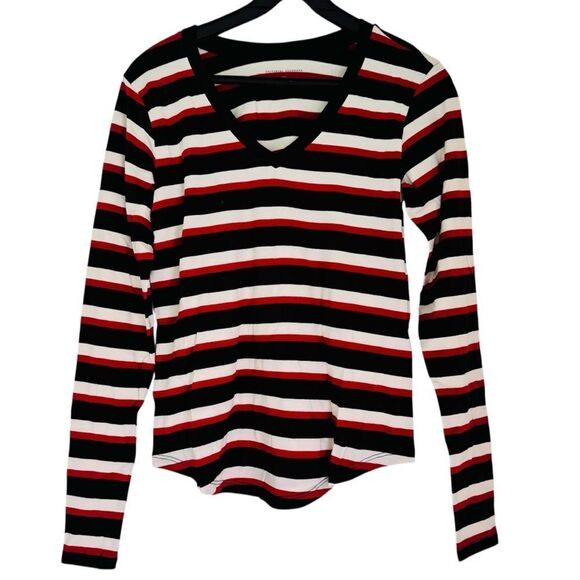 Universal Standard V-Rex Long-Sleeve Striped Tee Shirt Top Size 4XS (00-0) - Picture 2 of 7